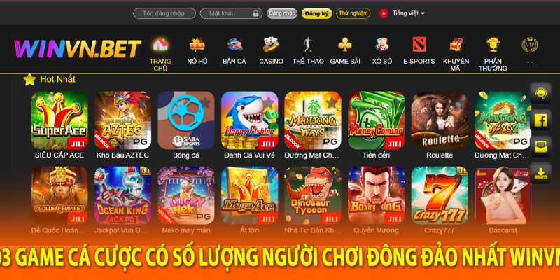 03 game cá cược có số lượng người chơi đông đảo nhất Winvn